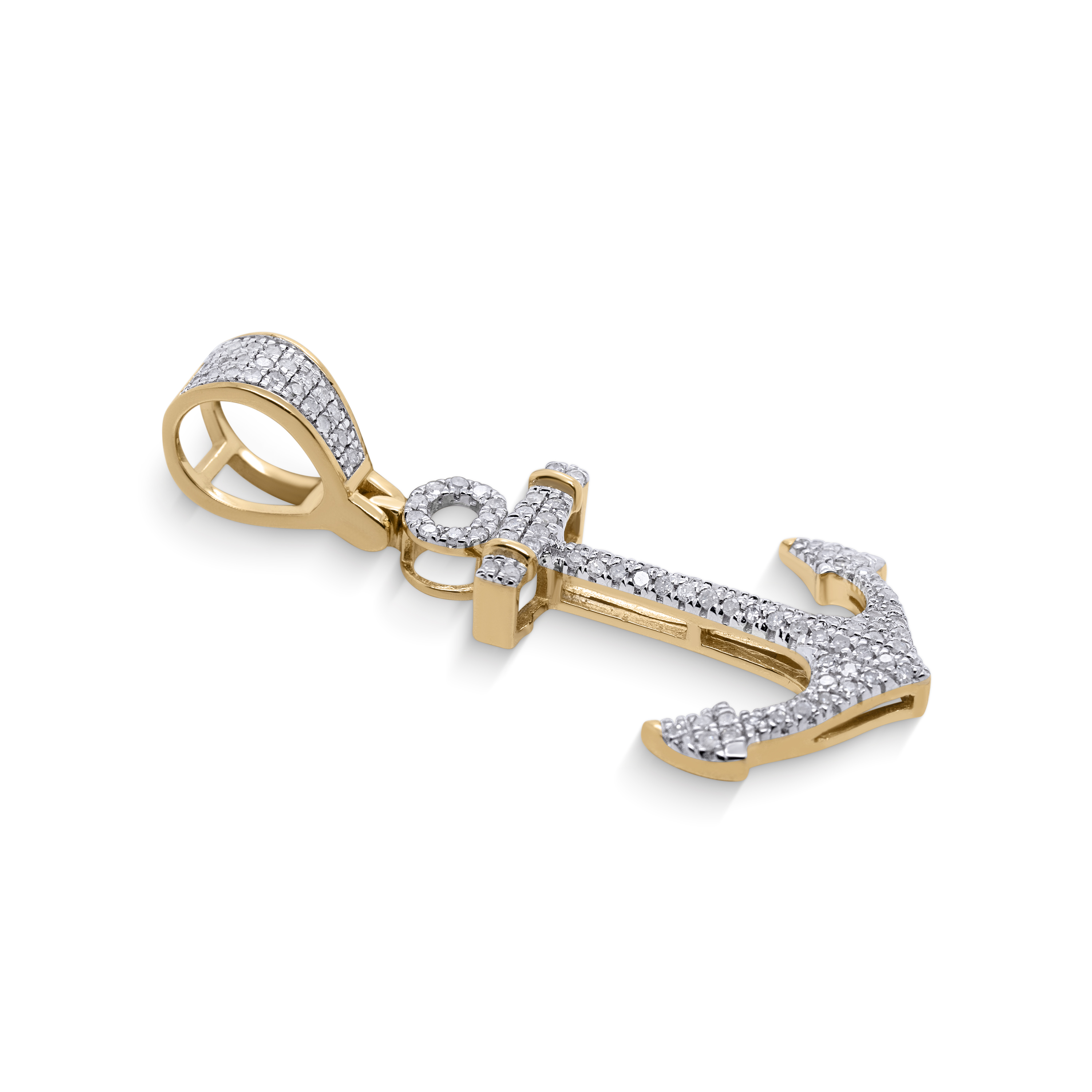 Diamond anchor Pendant 0.35 ct.  10K Yellow Gold